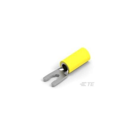 Te Connectivity Fork Terminal, #8 Stud Size, 10 AWG, 600 V, Vinyl, PVC Insulated, Yellow 53247-1